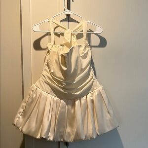 Oh Polly Ivory Satin Dress